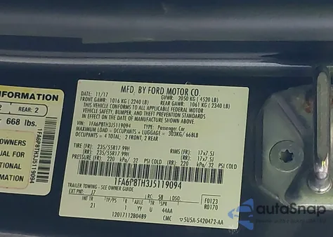 2018 Ford Mustang Ecoboost from USA, damaged, VIN 1FA6P8TH3J5119094